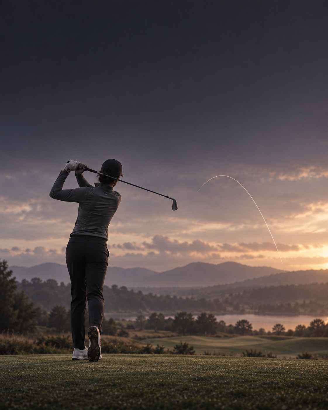 Golfer holding a balanced finish after impact.